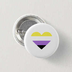 Nonbinary Pride Flag Heart 1 Inch Round Button