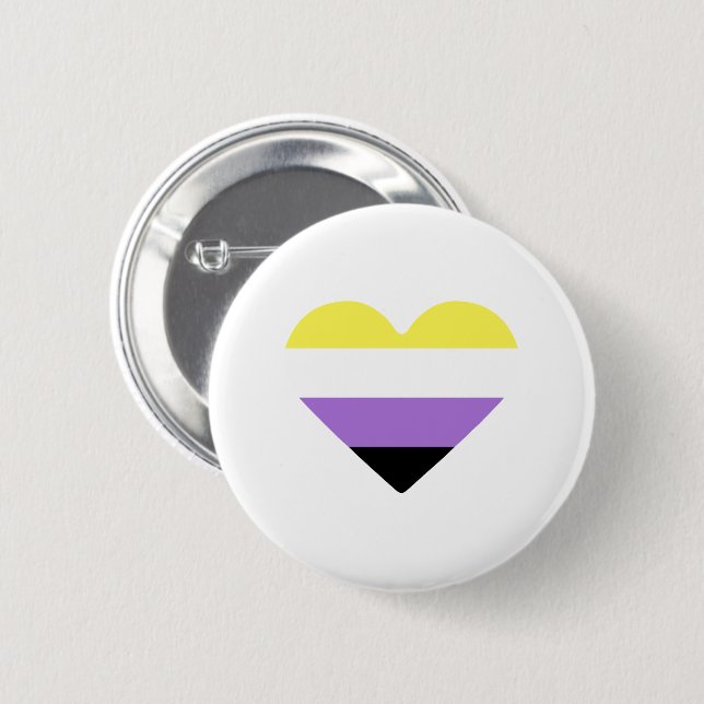 Nonbinary Pride Flag Heart 2 Inch Round Button (Front & Back)