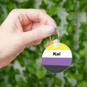 Nonbinary Pride Flag Name or Monogram Keychain