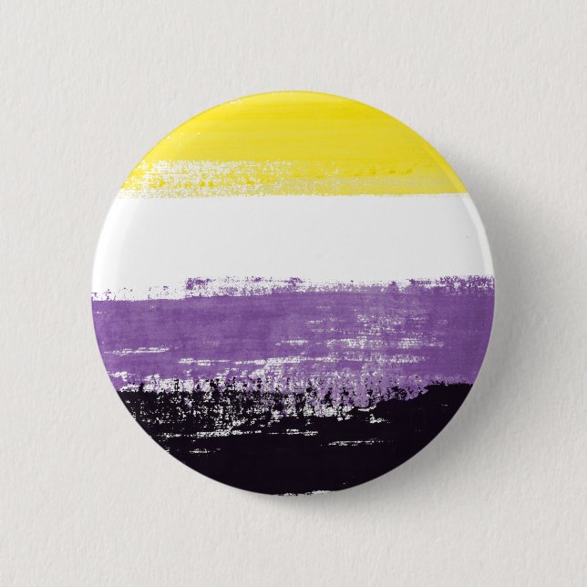 Nonbinary Pride Flag Painted 2 Inch Round Button (Front)