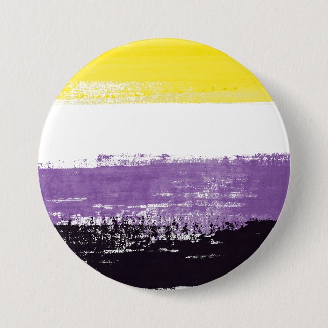 Nonbinary Pride Flag Painted 3 Inch Round Button (Front)