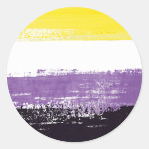 Nonbinary Pride Flag Painted Classic Round Sticker