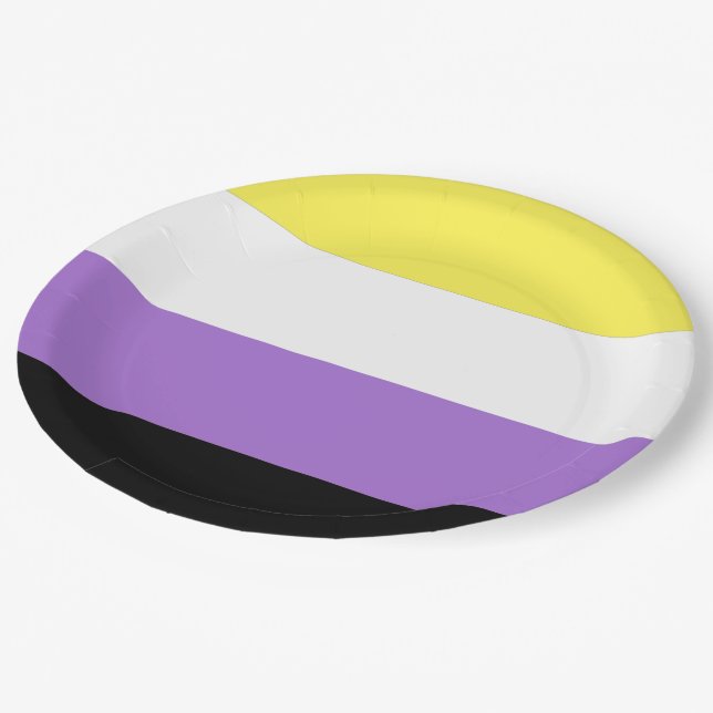 Nonbinary Pride Flag Paper Plate (Angled)