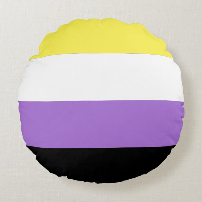 Nonbinary Pride Flag Round Pillow (Front)