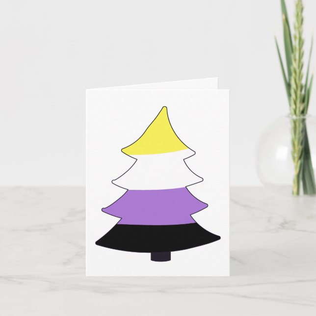 Nonbinary Pride Holigay Tree Holiday Card (Front)