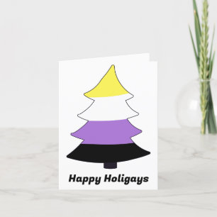 Nonbinary Pride Holigay Tree Holiday Card