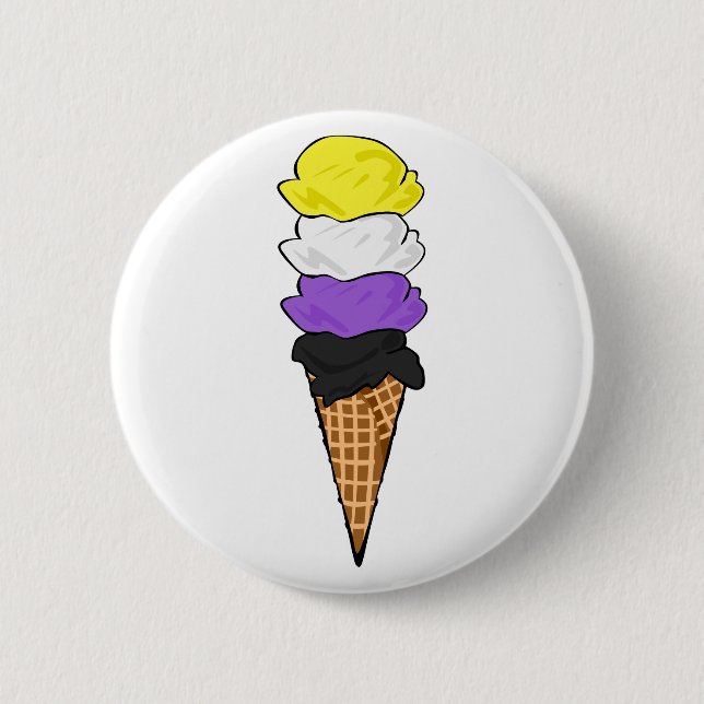 Nonbinary Pride Ice Cream 2 Inch Round Button (Front)