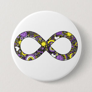 Nonbinary Pride Infinity Neurodiverse Doodle 3 Inch Round Button