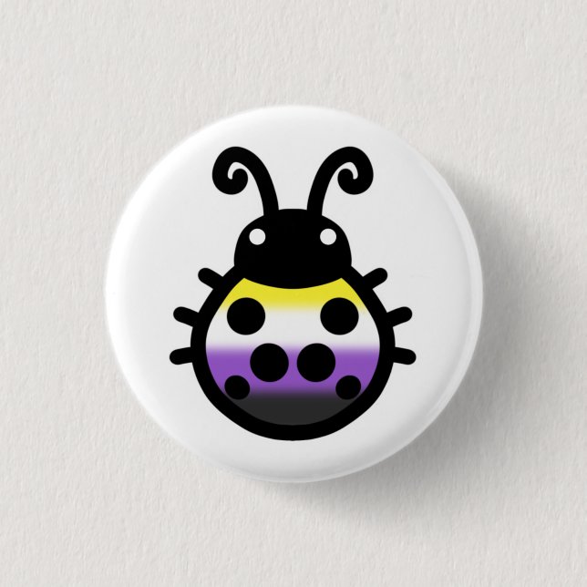 Nonbinary Pride Ladybug Pin Badge (Devant)