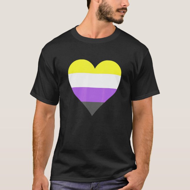 Nonbinary Pride LGBT Nonbinary Heart Nonbinary Fla T-Shirt (Front)