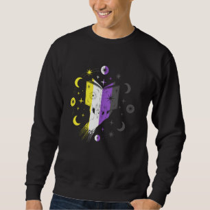 Nonbinary Pride Magic Book Non Binary LGBTQ Stars Sweatshirt