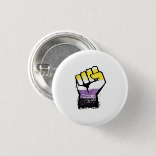 Nonbinary Pride Protest Fist 1 Inch Round Button