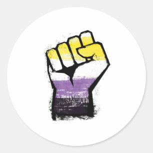 Nonbinary Pride Protest Fist Classic Round Sticker