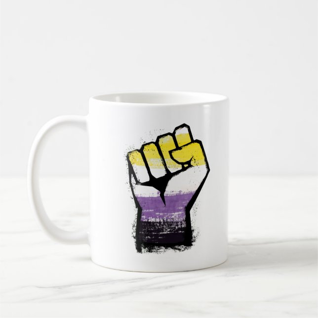 Nonbinary Pride Protest Fist Coffee Mug (Left)