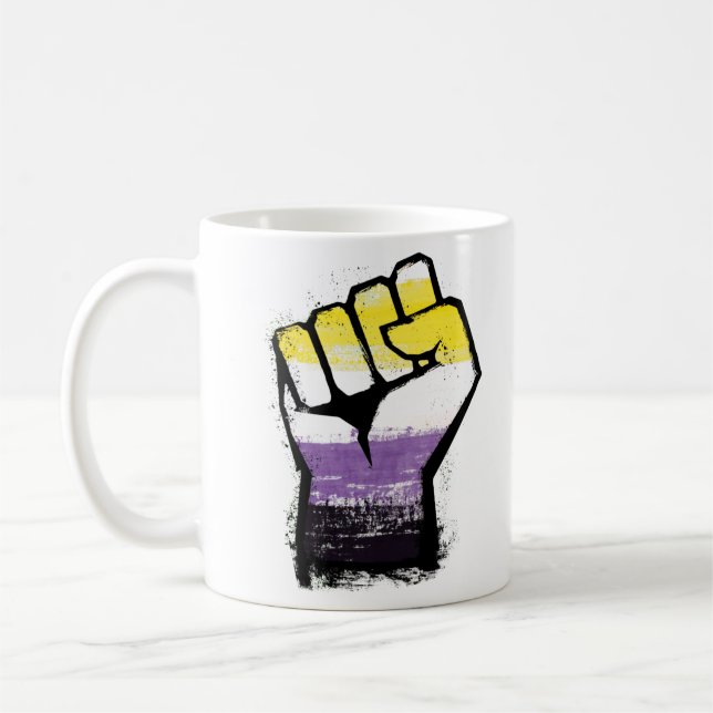 Nonbinary Pride Protest Fist Coffee Mug (Left)