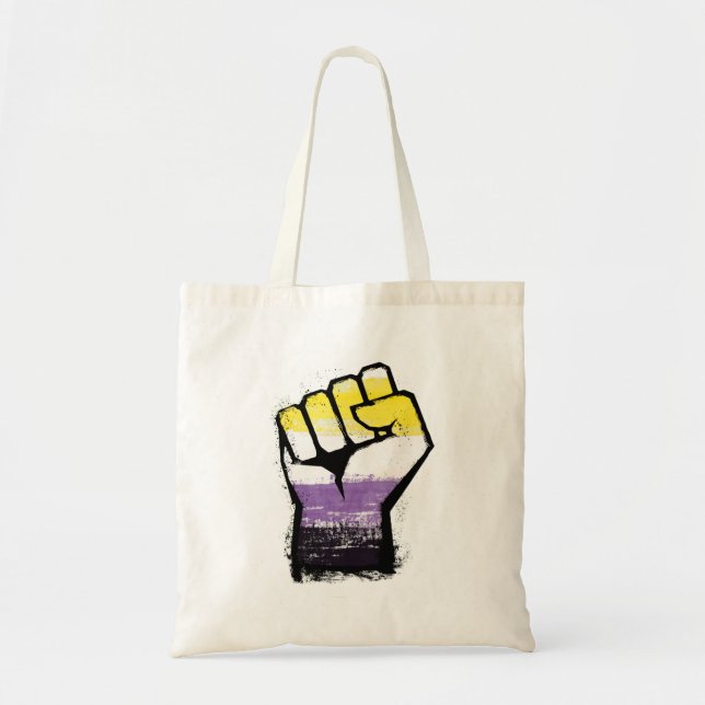 Nonbinary Pride Protest Fist Tote Bag (Front)