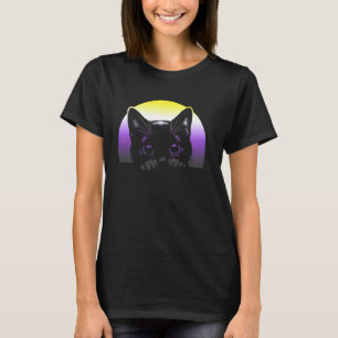 Nonbinary Pride Sunset Cat LGBTQ Plus Cute Look T-Shirt