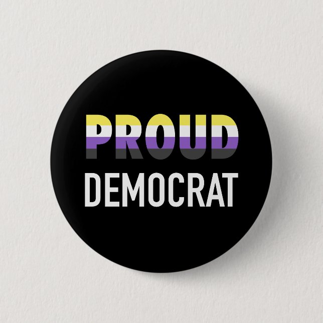 NonBinary Proud Democrat 2 Inch Round Button (Front)