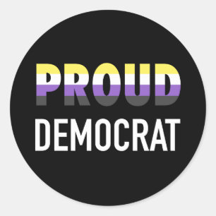 NonBinary Proud Democrat Classic Round Sticker
