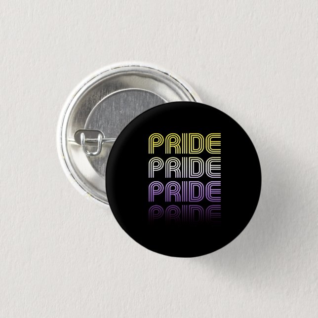 Nonbinary Retro Pride 1 Inch Round Button (Front & Back)