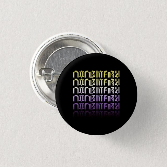 Nonbinary Retro Pride 1 Inch Round Button (Front & Back)