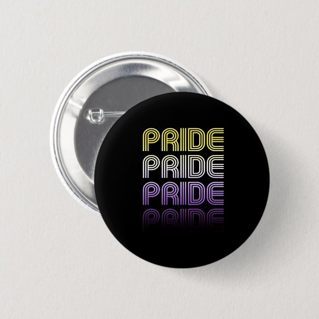 Nonbinary Retro Pride 2 Inch Round Button (Front & Back)