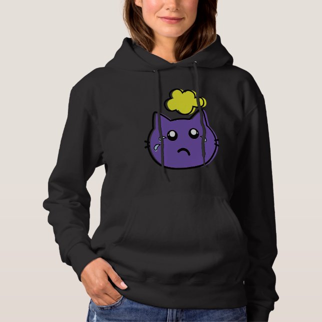 Nonbinary Subtle Sad Cat  LGBTQ LGBT NB Enby Hoodie (Front)