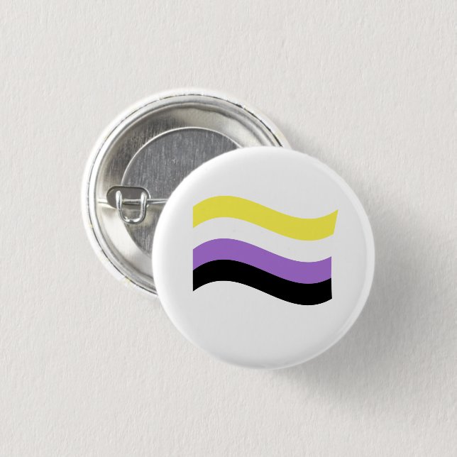 NonBinary Waving Flag 1 Inch Round Button (Front & Back)