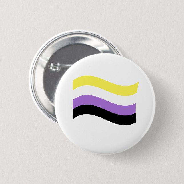 NonBinary Waving Flag 2 Inch Round Button (Front & Back)