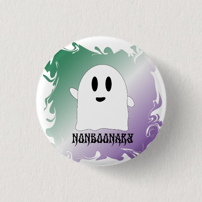 Nonboonary genderqueer 1 inch round button (Front)