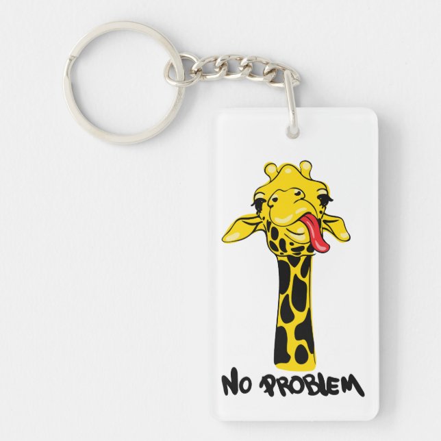 Nonchalant Giraffe: No PROBLEM Attitude Keychain (Front)