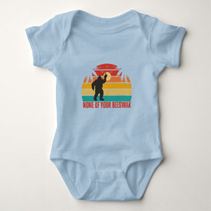 None Of Your Beeswax Bigfoot Middle Finger Blue Baby Bodysuit