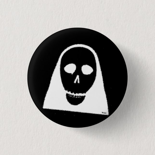 None Skull 1 Inch Round Button (Front)