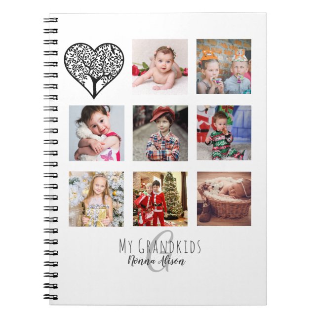 NONNA 8 x Photo Collage Grandchildren Family Tree Notebook (Front)