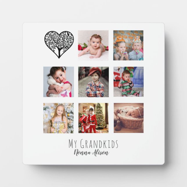 NONNA 8 x Photo Collage Grandchildren Family Tree Plaque (Front)