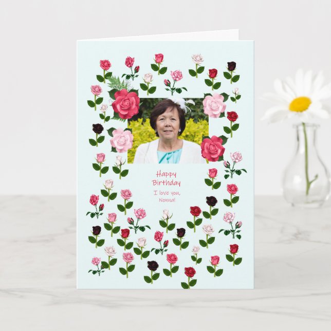 Nonna, Birthday, Roses Card (Small Plant)