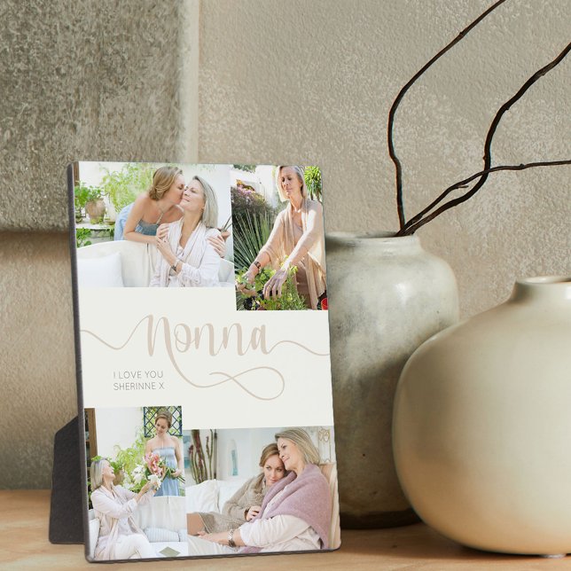 Nonna Calligraphy 4 Photo Cream Tabletop Plaque (Creator Uploaded)
