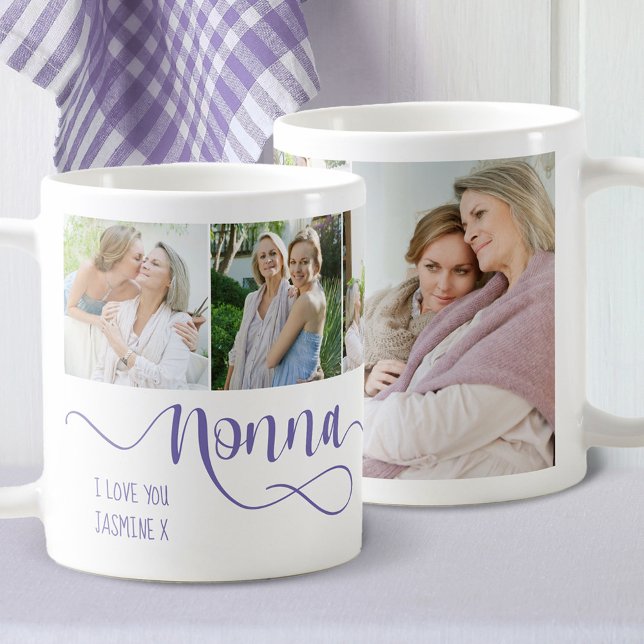 Nonna Calligraphy I Love You 6 Photo Coffee Mug (Créateur téléchargé)