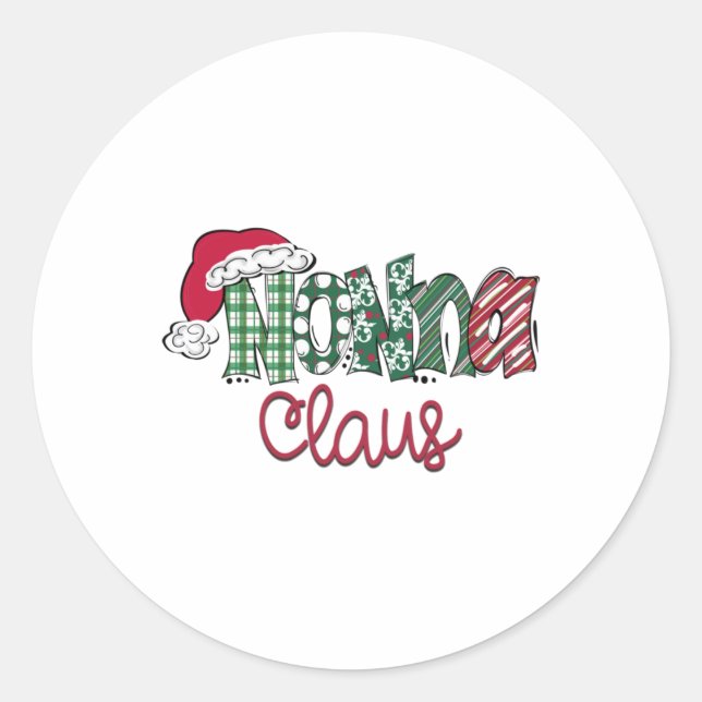 Nonna Clause Cute Art Christmas  Classic Round Sticker (Front)