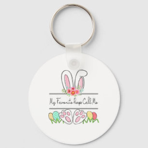 Nonna Cute Bunny Eggs Flower Happy Easter Day  Keychain