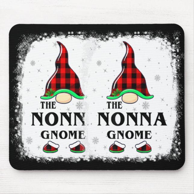 Nonna Gnome Buffalo Plaid Matching Family Xmas Paj Mouse Pad (Front)