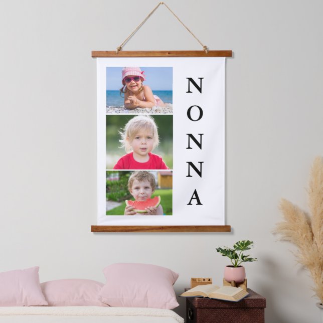 Nonna Grandma 3 Photo Collage  Hanging Tapestry (Bedroom)