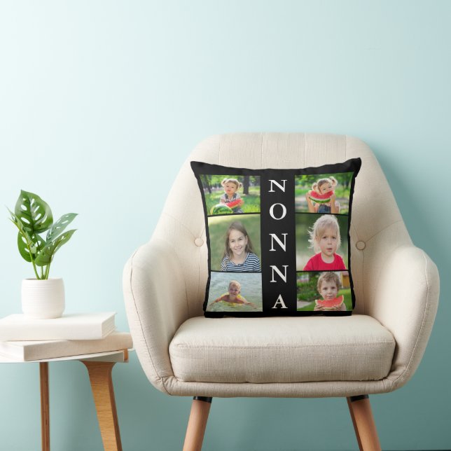 Nonna Grandma Photo Collage  Throw Pillow (Chair)