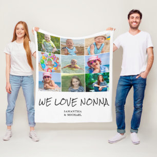 Nonna Grandmother Photo Collage Fleece Blanket