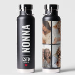 Nonna | Italian Grandma Custom Date 4 Photo Black Water Bottle<br><div class="desc">Nonna | Italian Grandma Custom Date 4 Photo Black</div>