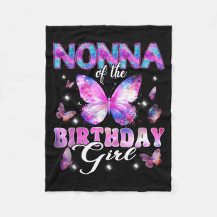 Nonna Of The Birthday Girl Butterfly Family Fleece Blanket