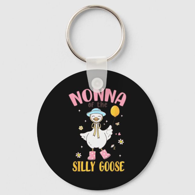Nonna Of The Silly Goose First Birthday Family Mat Keychain (Front)