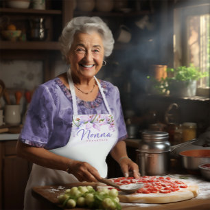 Nonna Personalized Lavender Pink Lillies Apron