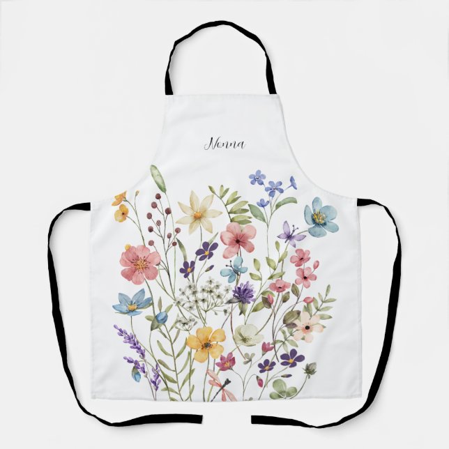 Nonna Pink Floral  Apron (Front)