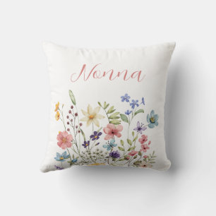 Nonna Pink Floral Throw Pillow